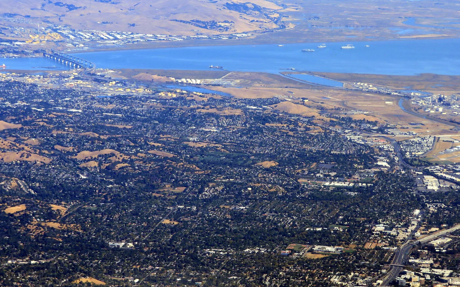 Aerial view of Pacheco and Martinez, California